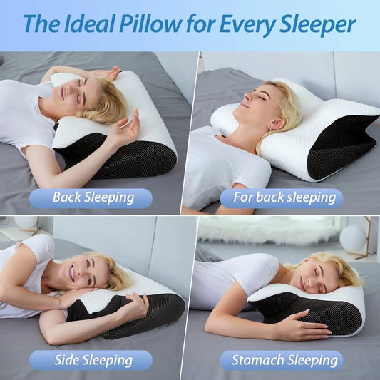Comfora™ Memory Foam Cervical Pillow – 2-in-1 Ergonomic Sleep Comfort